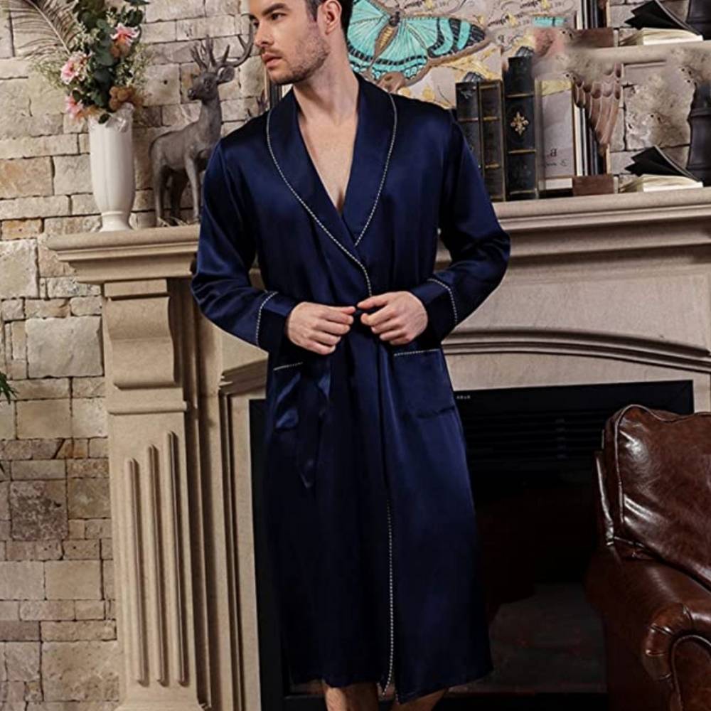 Mens Mulberry Silk Lounge Robe: image 3