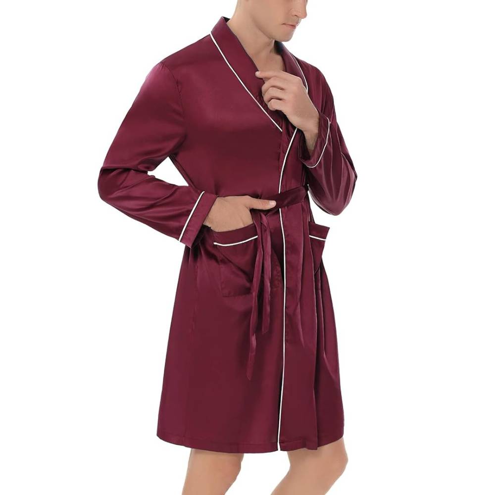 Mens Silky Satin Lounge Robe: image 4