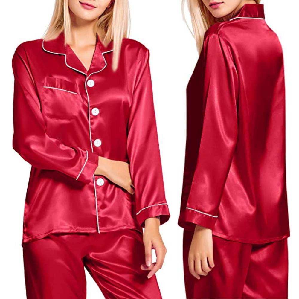 Satin Silk Long PJ Set: image 2