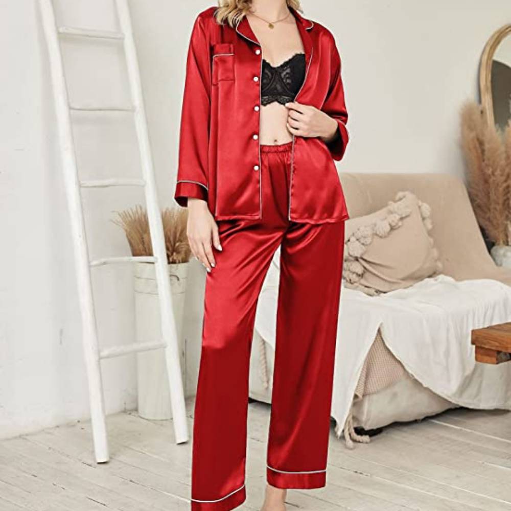 Satin Silk Long PJ Set: image 4